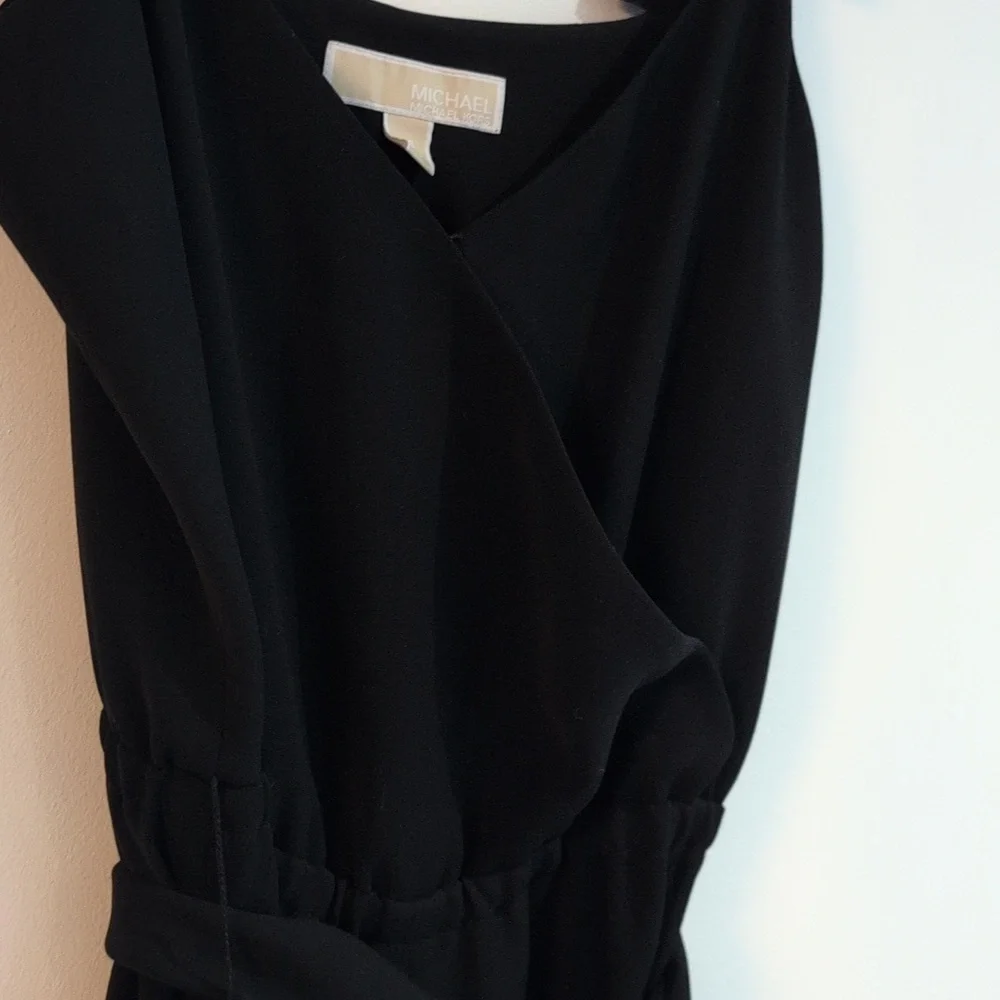 Michael KORS black Faux Wrap Cropped Wide Leg One Piece Jump Suit Size XS - Picture 4 of 10